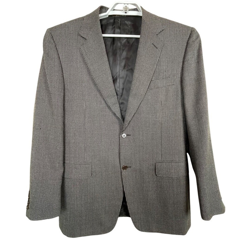 Canali Italy Men's size 50R Sports Coat Blazer Two Button Brown Black Wool